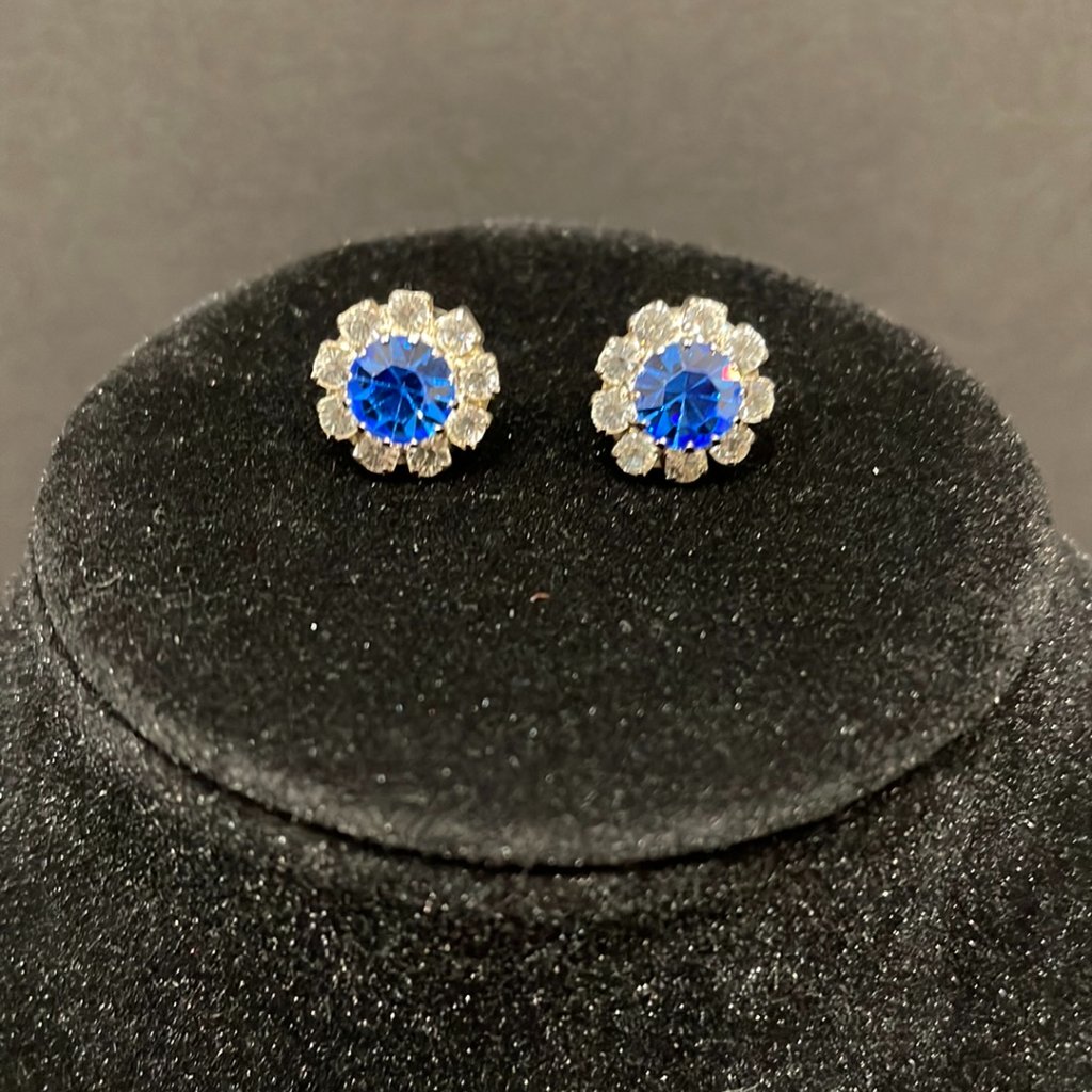 Blue Diamond With Diamond Accents Stud Earrings